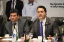 O governador Carlos Massa Ratinho Junior e o ministro da Justiça Sergio Moro, participaram da Encontro do Conselho Nacional de Secretários de Estado da Justiça, Cidadania, Direitos Humanos e Administração Penitenciária, que realiza-se no Palácio Iguaçu. Participaram: os secretários: de Segurança Pública, cel. Romulo Marinho Soares; entre outros.Curitiba, 04-10-19.Foto: Arnaldo Alves / AEN.