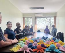 Pessoas privadas de liberdade fazem polvinhos de crochê para crianças atendidas pelo Samu