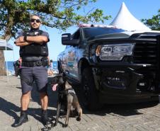 Cães da Polícia Penal reforçam segurança no Litoral durante o Verão Maior Paraná