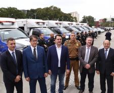 O governador Carlos Massa Ratinho Junior entregou nesta quarta-feira armas, rádios comunicadores e veículos de escolta ao Departamento Penitenciário do Paraná (Depen). O objetivo é equipar e modernizar o sistema prisional do Estado. Curitiba, 08/05/2019. Foto: José Fernando Ogura/ANPr