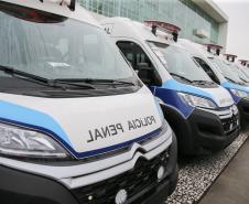 O Governador Carlos Massa Ratinho Junior entrega nesta quarta-feira (29/07), viaturas para o Departamento Penitenciário do Paraná (Depen) no Palácio Iguaçu.  Curitiba, 29/07/2020 - Foto: Geraldo Bubniak/AEN