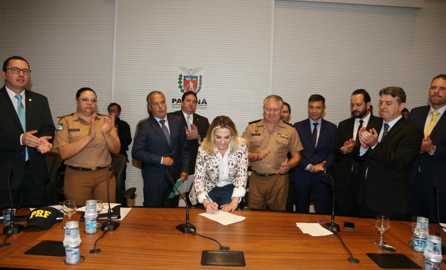 A governadora Cida Borghetti anunciou nesta segunda-feira (30), no Palácio Iguaçu,  a criação da secretária especial de Administração Penitenciária.Curitiba, 30/04/2018.Foto: Orlando KIssner/ANPr