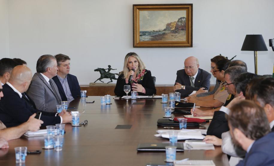 A governadora Cida Borhgetti durante a 3 Reunião de Integração das Forças de Segurança. - Curtiiba/Pr, 10 de maio de 2018 - Foto Jonas Oliveira/Governadoria