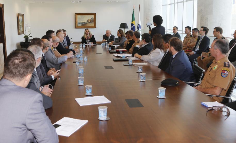 A governadora Cida Borhgetti durante a 3 Reunião de Integração das Forças de Segurança. - Curtiiba/Pr, 10 de maio de 2018 - Foto Jonas Oliveira/Governadoria